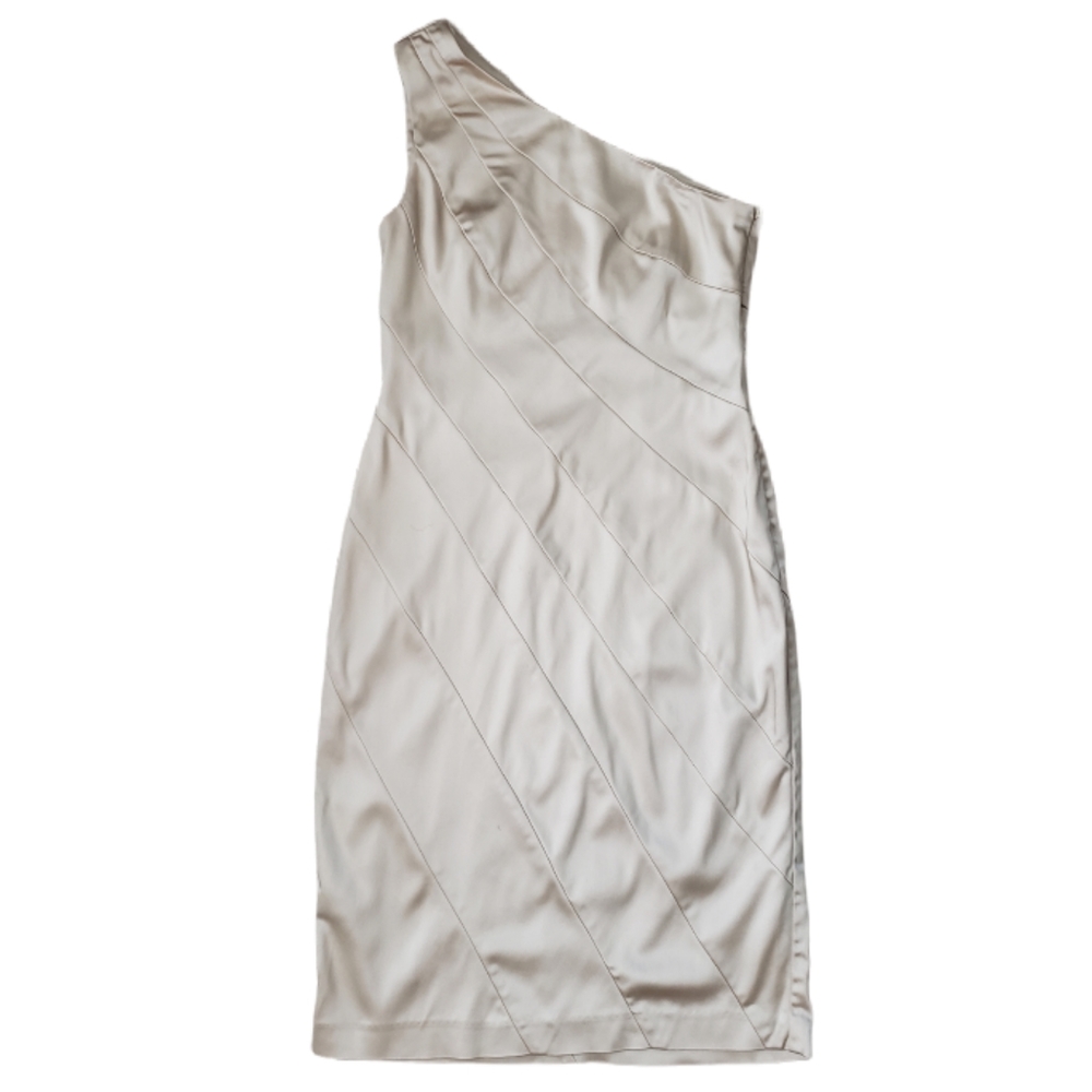 Calvin Klein Tan Gold One-shoulder Cocktai…